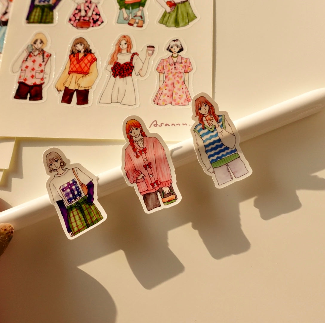 女の子ステッカー8枚set 94e9f0014b9d37e4572e603c999a99