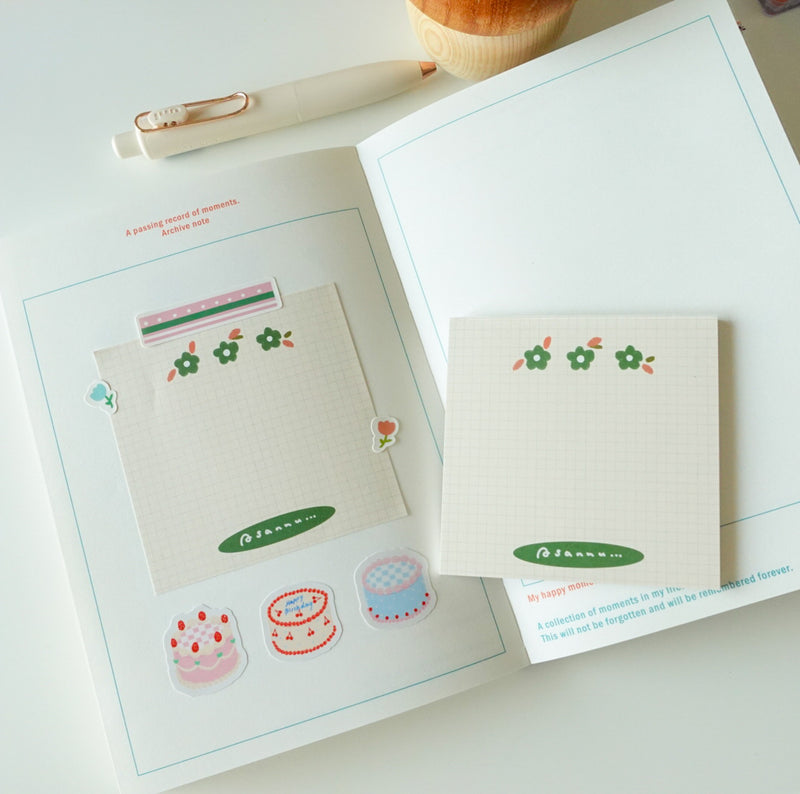 Green Paper Notepad Notepad - Flower green – Asannu shop