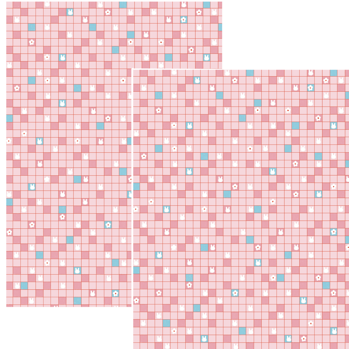 Design Paper - rabbit pink grid