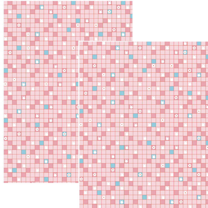 Design Paper - rabbit pink grid