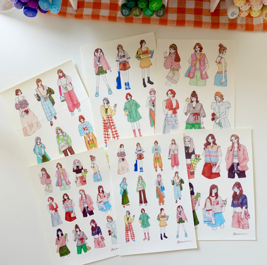 ラスト 女の子ステッカー5枚set ラスト 女の子ステッカー5枚set
