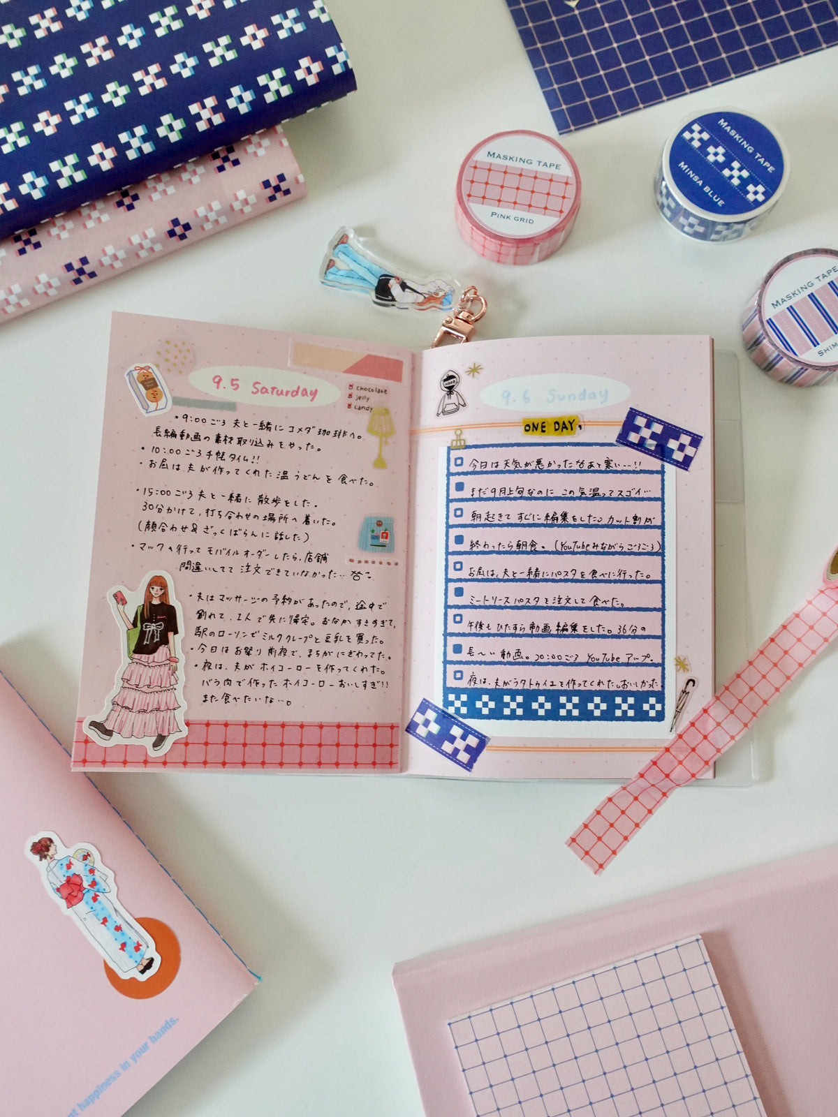 Masking tape - Pink grid