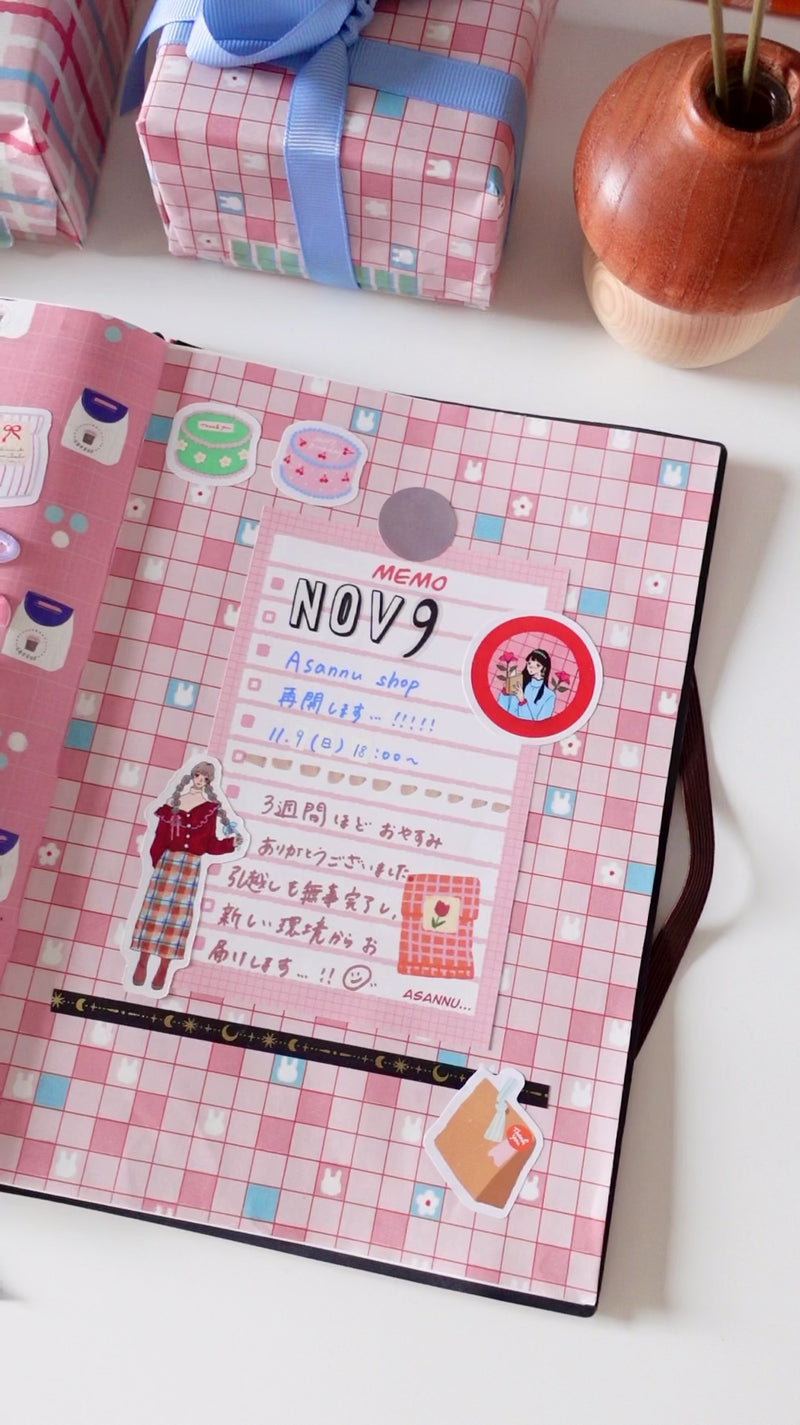 Design Paper - rabbit pink grid